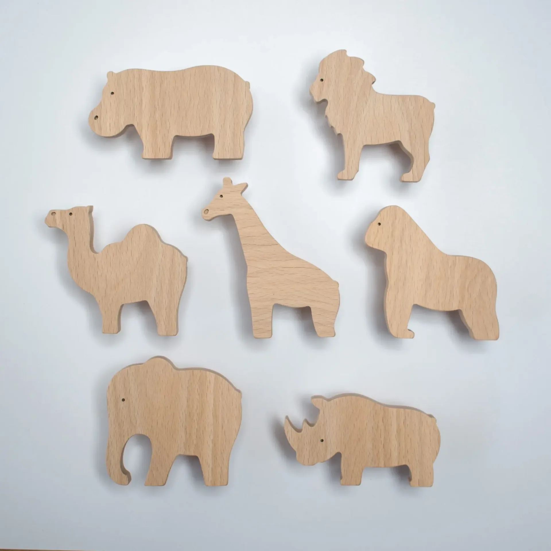 African animal hooks, safari, jungle - Children's wooden hooks - small model - FAB-FABRIK