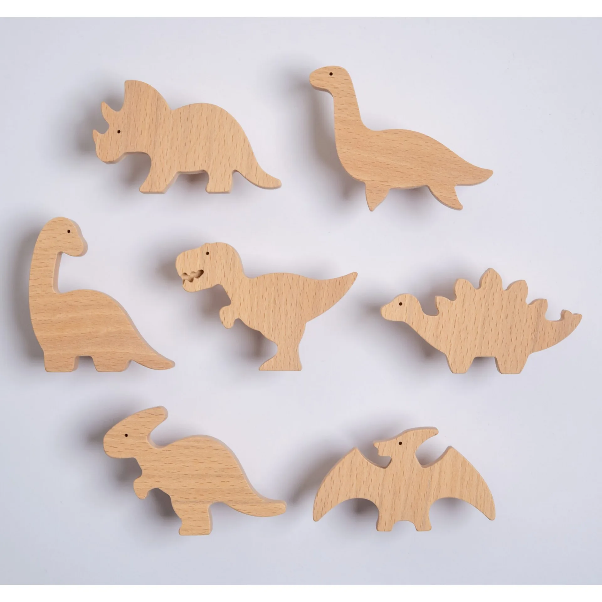 Dinosaur coat hooks - Children's wooden coat hook - small model - FAB-FABRIK